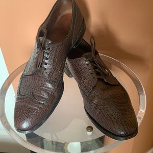 mens allen edmonds concord sharkskin leather wing tip size 12 A